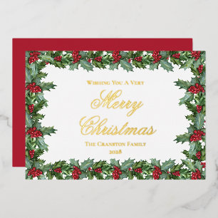 Elegant Holly and Berries Frame Christmas