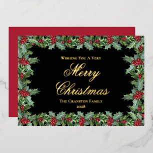 Elegant Holly and Berries Frame Christmas