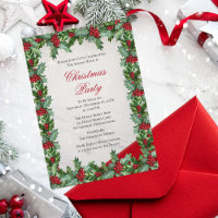 Elegant Holly and Berries Frame Christmas Party