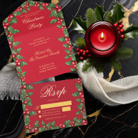 Elegant Holly and Berries Frame Christmas Party