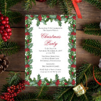 Elegant Holly and Berries Frame Christmas Party