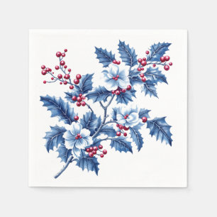 Elegant Holly and Berries Napkins 
