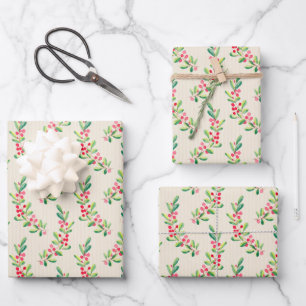 Elegant Holly and Berries Wrapping Paper Sheet