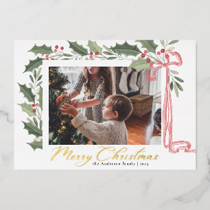 Elegant Holly Berries Family Photo Christmas