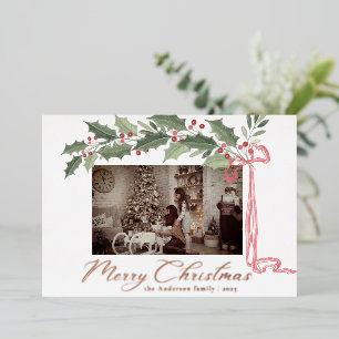Elegant Holly Berries Foliage Photo Christmas