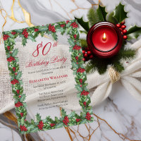 Elegant Holly | Berries Frame 80th Birthday Party