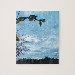 Elegant Holly Christmas, blue sky Jigsaw Puzzle