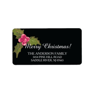 Elegant Holly Evergreen Christmas Return Address Label