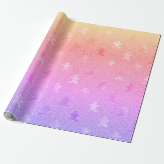 Elegant holograph Christmas gingerbread man Wrapping Paper (Unrolled)