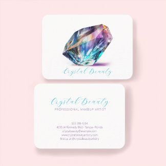 Elegant Holograph Watercolor Crystal Script Brand Business Card