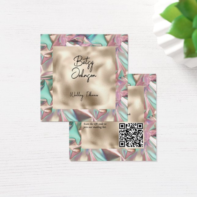 Elegant Holographic and Pearl Foil Business Card (Desk)