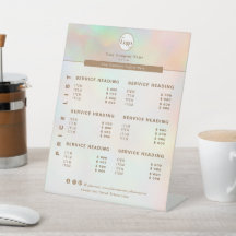 Elegant Holographic Beautician Service Price List 