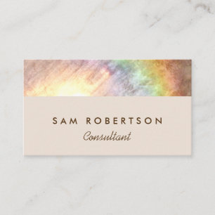 Elegant Holographic Beige Rainbow Business Card