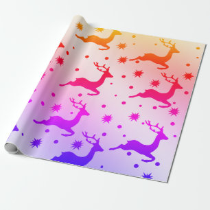 Elegant holographic Christmas reindeer pattern Wrapping Paper