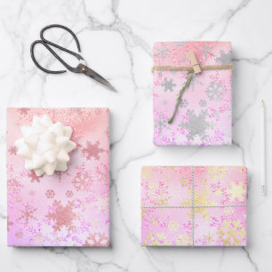 Elegant Holographic Christmas Snowflake Pattern  Wrapping Paper Sheet