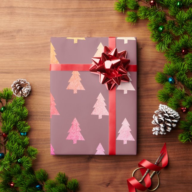 Elegant holographic Christmas tree pattern Wrapping Paper (Holiday Gift)