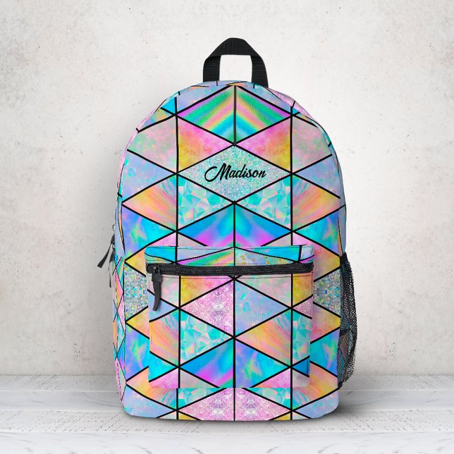 Elegant holographic colourful printed backpack (Creator Uploaded)