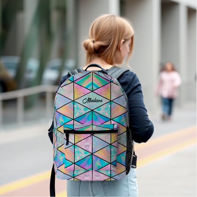 Elegant holographic colourful printed backpack (Creator Uploaded)