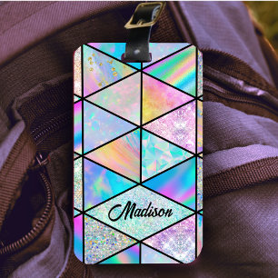 Elegant holographic colourful sketchbook  luggage tag