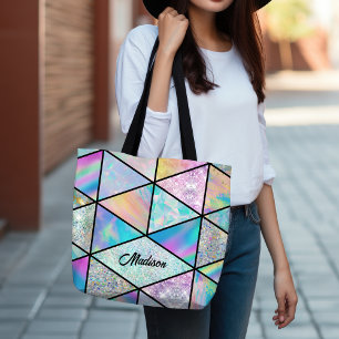 Elegant holographic colourful tote bag