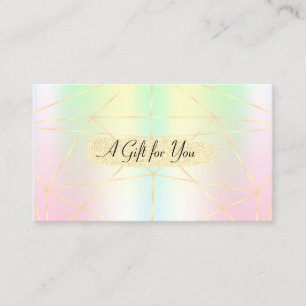 Elegant Holographic Geometric, Stripes Discount Card