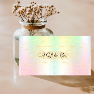Elegant Holographic Geometric, Stripes Discount Card
