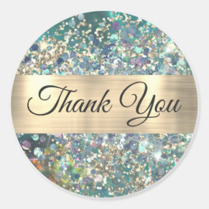 Elegant Holographic Glitter Agate Thank You Classi Classic Round Sticker