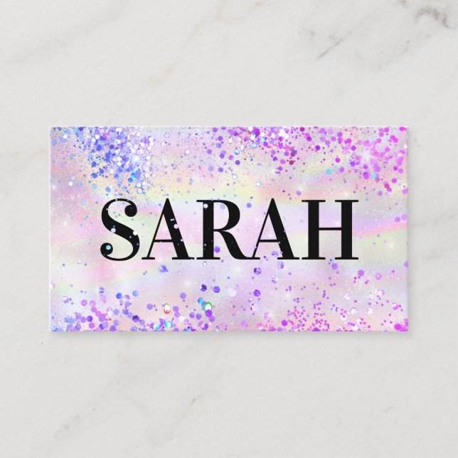 Elegant Holographic Glitter Makeup Artist Pink Business Card (Front)