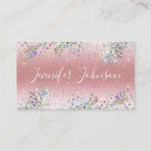Elegant Holographic Glitter Makeup Artist Pink Business Card