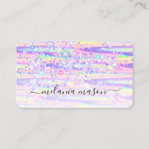 Elegant Holographic Glitter Makeup Artist Pink Business Card
