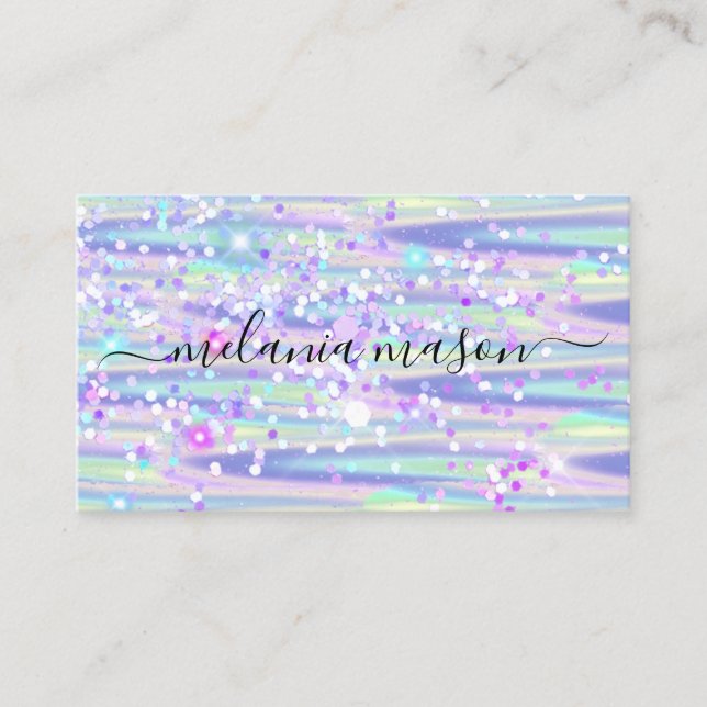 Elegant Holographic Glitter Makeup Artist Purple  Business Card (Front)
