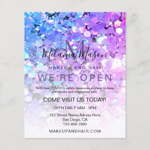 Elegant Holographic Glitter Makeup Artist Purple Flyer