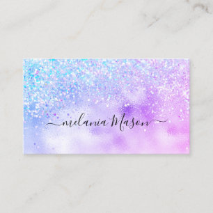 Elegant Holographic Glitter Makeup Artist Silver B Business Card