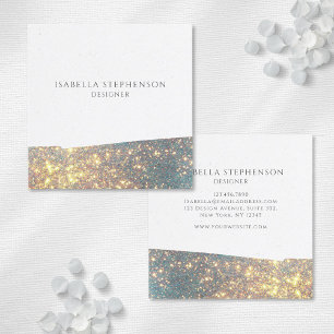 Elegant Holographic Glitter Modern Chic Square Business Card