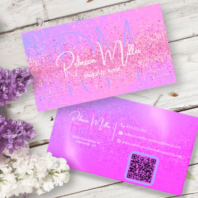 Elegant Holographic Iridescent Pink Business Card (Creator Uploaded)