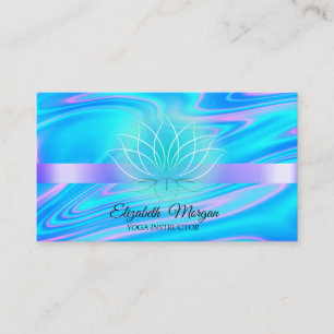 Elegant Holographic Lotus Yoga Instructor Business Card