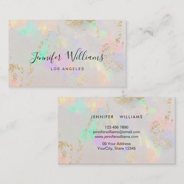 Elegant Holographic Opal Stone Business Card (Front/Back)