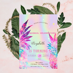 Elegant Holographic Pineapple Invitation
