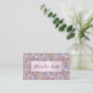 Elegant Holographic Purple Glitter Makeup Artist Business Card