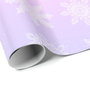 Elegant Holographic Snowflake Christmas Pattern Wrapping Paper