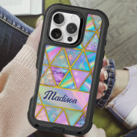Elegant holographic trendy faux gold geometric