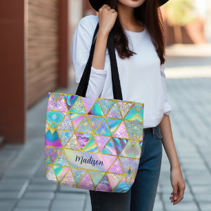 Elegant holographic trendy faux gold geometric crossbody bag