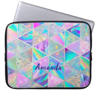 Elegant holographic trendy faux silver geometric