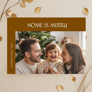 Elegant Home Is Merry Family Christmas Card