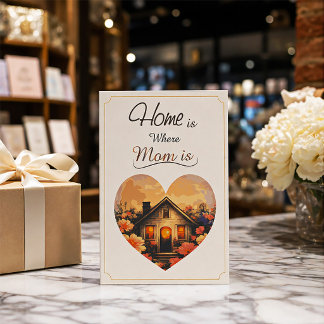 Elegant “Home is Where Mom Is” Greeting Card 