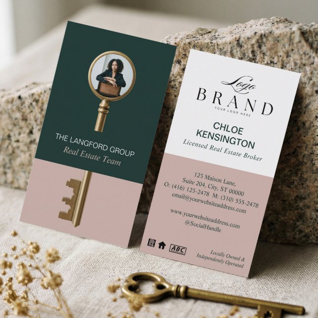 Elegant Home Real Estate Key Professional Photo Business Card (Elegant Home Real Estate Key Professional Photo Business Card)