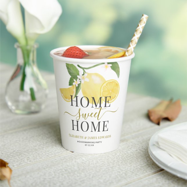 Elegant Home Sweet Home Lemon Theme Party Paper Cups (Insitu)
