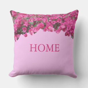 Elegant Home Tropical Flowers on Pink Cushion