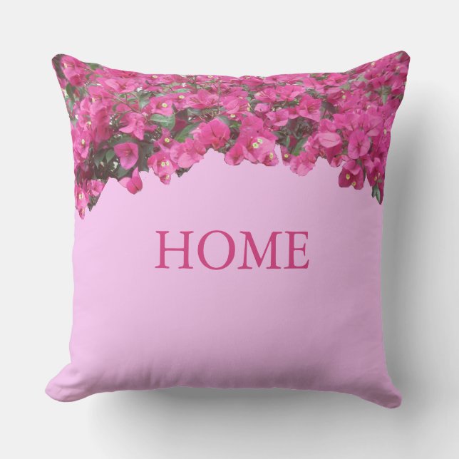 Elegant Home Tropical Flowers on Pink Cushion (Front)