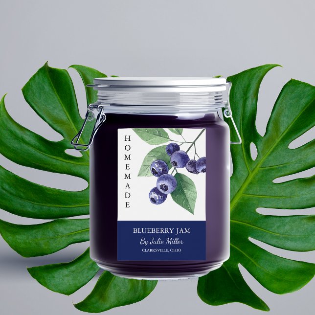 Elegant Homemade Blueberry Jam Label (Creator Uploaded)